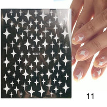 Load image into Gallery viewer, Rose Gold Star 3D Nail Stickers Silver Black White Star Heart Transfer Stickers for Nails DIY Decals Manicures Decoration Tips Nail Art Decals Water Transfer Nail Decals Sticker For Pretty Girl Self-Adhesive Nail Decals Designer Nail Stickers for Acrylic
