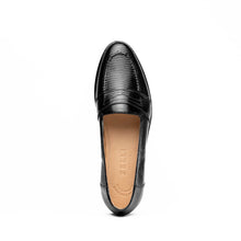 Load image into Gallery viewer, 14-202-BLK ROSSI Teju Lizard Penny Loafer, Black
