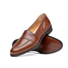 Load image into Gallery viewer, 14-202-CGN ROSSI Teju Lizard Penny Loafer, Cognac
