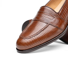 Load image into Gallery viewer, 14-202-CGN ROSSI Teju Lizard Penny Loafer, Cognac
