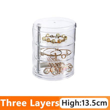 Load image into Gallery viewer, Rotating Jewelry Storage Box Makeup Storage Rack Bracelet Earring Round Plastic Organizer Boxes Holder Display Rack with Cover Rotatable Jewelry Storage Box Makeup Rack Storage Bracelet Earring Round Jewelry Organizer
