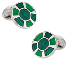 Load image into Gallery viewer, Round Green Enamel Cufflinks
