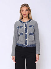 Load image into Gallery viewer, Round Neck Two- tone Denim Jacket
