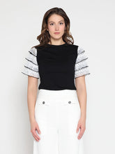 Load image into Gallery viewer, Round Neckline Tiered Short Sleeve Top
