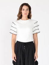 Load image into Gallery viewer, Round Neckline Tiered Short Sleeve Top

