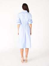Load image into Gallery viewer, Ruched Puff Sleeve &amp; Waist A Line Midi Dress
