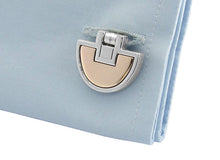 Load image into Gallery viewer, Rudolph Alexander Half Moon Rose Gold Silver Folding Cufflinks

