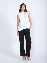 Load image into Gallery viewer, Ruffle Flower Applique Asymmetrical Hem Shirt
