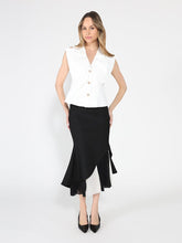 Load image into Gallery viewer, Ruffle Front Button Down Sleeveless Jacket
