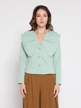 Load image into Gallery viewer, Ruffle Front With Button Long Sleeve Jacket
