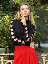 Load image into Gallery viewer, Ruffle long sleeve high neck top
