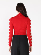 Load image into Gallery viewer, Ruffle long sleeve high neck top
