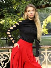 Load image into Gallery viewer, Ruffle long sleeve high neck top
