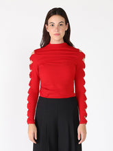 Load image into Gallery viewer, Ruffle long sleeve high neck top
