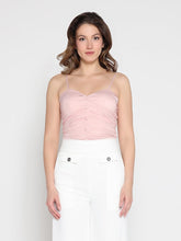 Load image into Gallery viewer, Ruffled Detail Mesh Fabric Top with Straps
