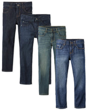 Load image into Gallery viewer, The Children's Place Boys' Multipack Basic Straight Leg Jeans 12 Carbon Wash/Deep Blue Wash/Dark Juptier/Dark Rinse Wash 4-pack - # BOAA11410001
