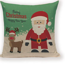 Load image into Gallery viewer, Santa Claus Happy Christmas Cute Deer Decorative Merry Christmas Throw Cushion Covers Tree Reindeer Star Pillow Case For Party Home Decoration Navidad Gift Bed Throw Pillows Case 45x45CM
