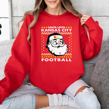 Load image into Gallery viewer, Santa Loves KC Football Tee or Sweatshirt
