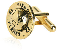Load image into Gallery viewer, Save Our Planet Gold Cufflinks
