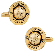Load image into Gallery viewer, Save Our Planet Gold Cufflinks

