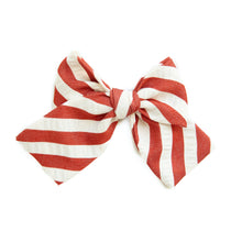 Load image into Gallery viewer, Scarlet Stripe Petite Hair Bow
