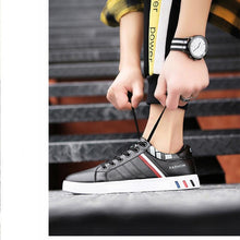 Load image into Gallery viewer, School Casual Leather Mens Sneakers Fashion Flat Outdoor Sneakers Classic Sports Flat Low Top Sneaker Lace-up Fashion Walking Jogging Non Slip Athletic Comfortable Mens Sneakers
