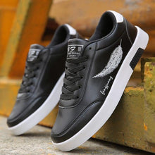 Load image into Gallery viewer, School Casual Leather Mens Sneakers Fashion Flat Outdoor Sneakers Classic Sports Flat Low Top Sneaker Lace-up Fashion Walking Jogging Non Slip Athletic Comfortable Mens Sneakers
