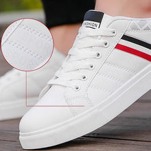Load image into Gallery viewer, School Casual Leather Mens Sneakers Fashion Flat Outdoor Sneakers Classic Sports Flat Low Top Sneaker Lace-up Fashion Walking Jogging Non Slip Athletic Comfortable Mens Sneakers
