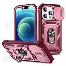 Load image into Gallery viewer, Screen Protector And Kickstand Heavy Duty Protection Shockproof Case for iPhone Slide Camera Case For iPhone 14 Pro Max 14 Plus 13 Pro 12 Build in 360 Degree Rotate Kickstand iPhone Cases
