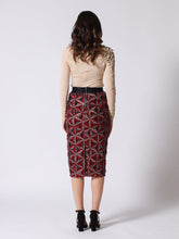 Load image into Gallery viewer, Sequin Beaded Pinwheel Motifs Banding Midi Skirt
