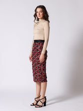 Load image into Gallery viewer, Sequin Beaded Pinwheel Motifs Banding Midi Skirt
