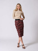 Load image into Gallery viewer, Sequin Beaded Pinwheel Motifs Banding Midi Skirt
