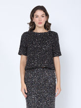 Load image into Gallery viewer, Sequined Cropped Short Sleeve Top
