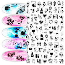 Load image into Gallery viewer, Sexy Lady Pattern 3D Nail Stickers Character Image Decals Slider Valentine Black White Nail Art Decoration Strip Line Nail Decal Self-Adhesive 3D Wave Design Decoration for Women Girls Art Stickers Decal Decoration Metallic Curve Strip Line Nail
