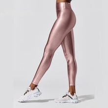 Load image into Gallery viewer, Shape Relaxed Fit Graduated Compression Travel Leggings with Stay in Place Waistband Women's Yoga Pants High Waist Metallic Luster Gym Sportswear Female Legging Tight Pants Shiny Sports Leggings

