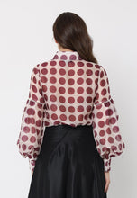 Load image into Gallery viewer, Sheer Polka Dot Pattern Top W/Front Patch Pockets
