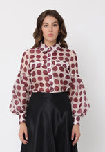 Load image into Gallery viewer, Sheer Polka Dot Pattern Top W/Front Patch Pockets
