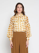 Load image into Gallery viewer, Sheer Polka Dot Pattern Top W/Front Patch Pockets
