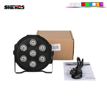 Load image into Gallery viewer, SHEHDS HOT LED Flat Par 7X18W/7X12W RGBWA+UV/RGBW Light Family Birthday Party Theater Wedding Christmas Lights
