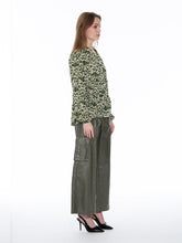 Load image into Gallery viewer, Shell Print Ruffle Neck Tie Blouse
