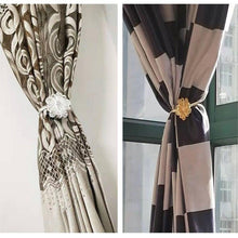 Load image into Gallery viewer, Shiny Flowers Magnetic Curtain Clip Tieback European Style Curtain Clasp Hanging Ball Rope Straps Home Decoration Accessories Crystal Curtain Magnetic Tieback Flower Curtain Clips Buckle with Stretchy Wire Rope For Home Office Decoration
