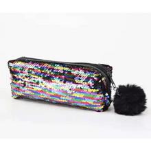 Load image into Gallery viewer, Shiny Reversible Girls Pencil Case Glitter Design Double Color Zipper Make Up Bag Stationery Case For Students
