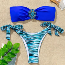 Load image into Gallery viewer, Shiny Rhinestone Strapless Bikini Female Women 2PCS Shiny Diamond Bikini Set Bra Swimsuit  Bathing Suit Swimsuit Women Swimwear Two-pieces Luxury Bikini Set Bather Bathing Suit Swimwear
