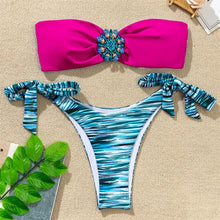 Load image into Gallery viewer, Shiny Rhinestone Strapless Bikini Female Women 2PCS Shiny Diamond Bikini Set Bra Swimsuit  Bathing Suit Swimsuit Women Swimwear Two-pieces Luxury Bikini Set Bather Bathing Suit Swimwear
