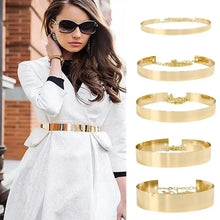 Load image into Gallery viewer, Shiny Women Metal Belt Luxurious Gold Dress Chain Belts Elegant Polished Adjustable Metal Mirror Waist Belt
