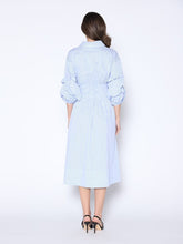 Load image into Gallery viewer, Shirred Waist Puff Sleeve Stripe Cotton Dress
