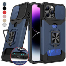 Load image into Gallery viewer, Shockproof Camera Cover &amp; Kickstand  Heavy Duty Protective Case Suitable For iPhone 14 Pro Max Card Push Anti-fall Mobile Phone Case iPhone 13 12 11 Pro Max Ring Protective Cover
