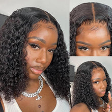 Load image into Gallery viewer, Short Curly Bob Brazilian Human Hair Wigs Lace Frontal Closure Deep Wave Wigs For Black Women Lace Front Human Hair Wigs For Black Women Gifts for Girlfriends
