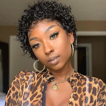 Load image into Gallery viewer, Short Pixie Cut Wig Bob Curly Human Hair Wig Brazilian Hair Wigs for Women Pre Plucked with Baby Hair Non Lace Human Hair Wigs For Black Women Gifts for Girlfriends
