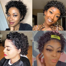 Load image into Gallery viewer, Short Pixie Cut Wig Bob Curly Human Hair Wig Brazilian Hair Wigs for Women Pre Plucked with Baby Hair Non Lace Human Hair Wigs For Black Women Gifts for Girlfriends
